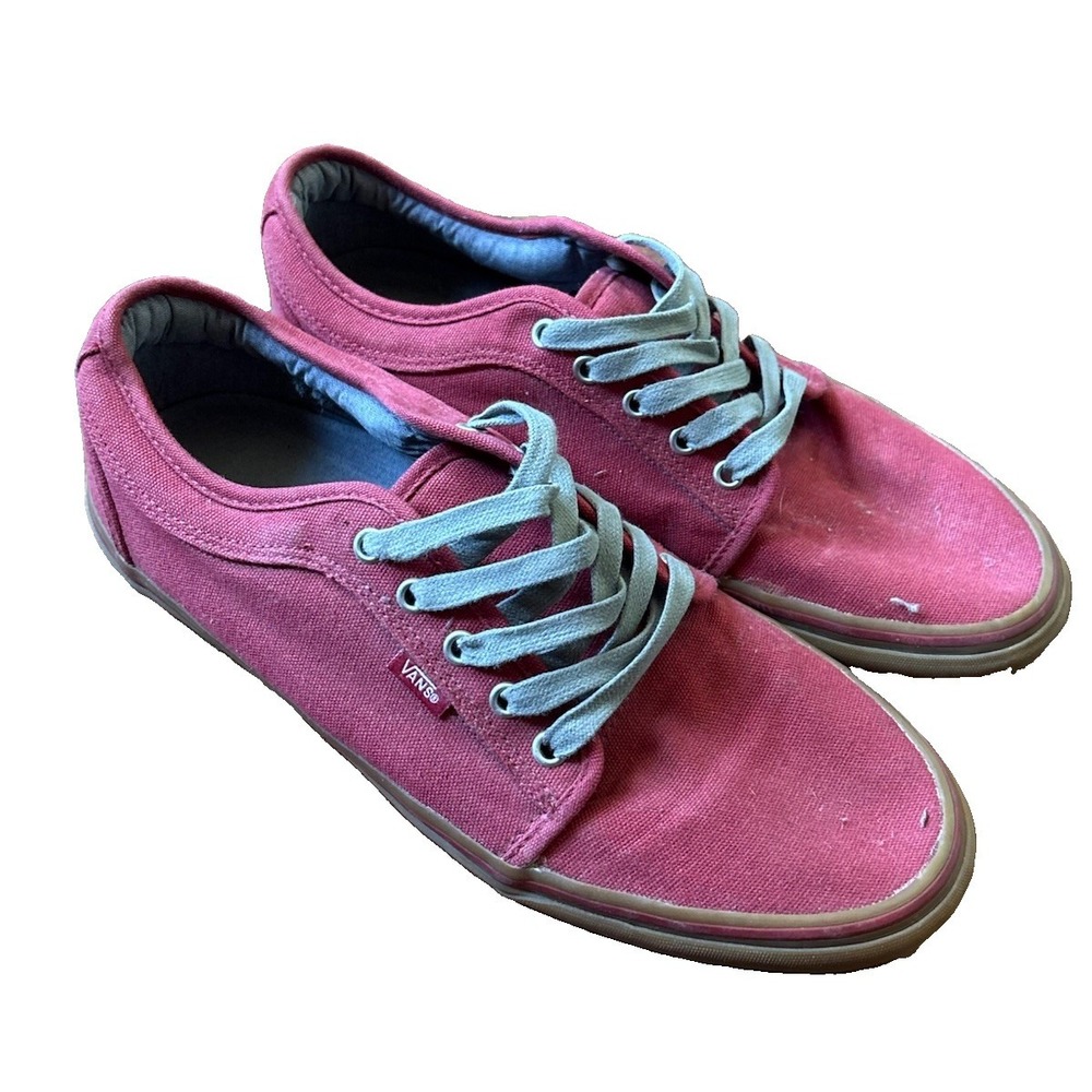 Vans Shoes Men's Size 11.5 Red With Brown Sole. Canvas Low Top Off The Wall